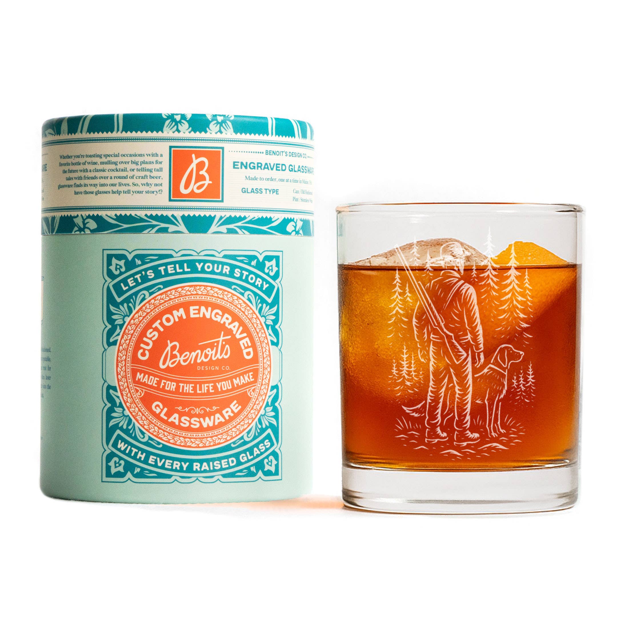 Benoit's Design Co. - Wholesale Cocktail/Liquor Glass - Hunting Scene Drinking Glass4