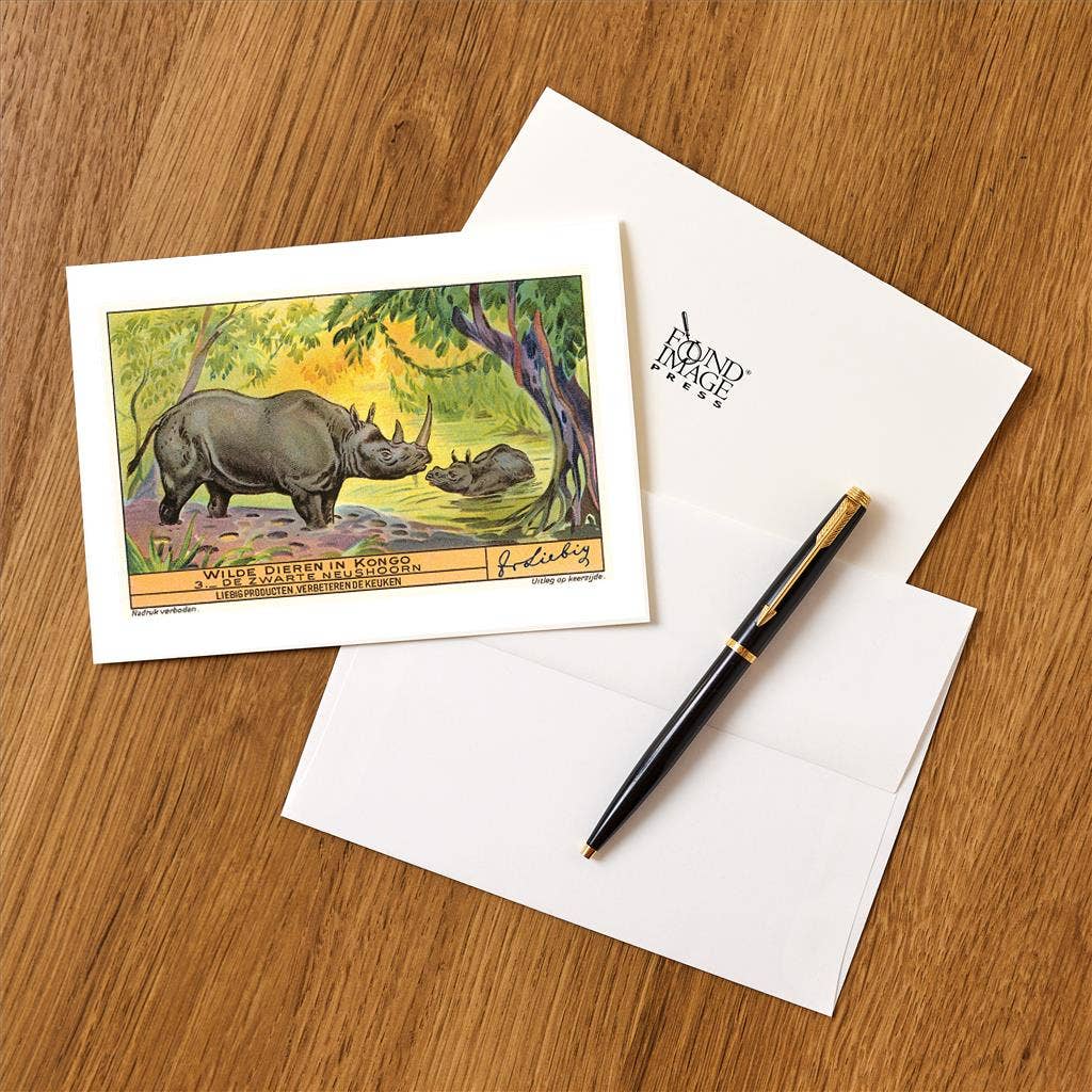 Found Image Press - Wholesale Stationery/Notecard Set - Greeting Card AN-232 Rhinos in the Congo1