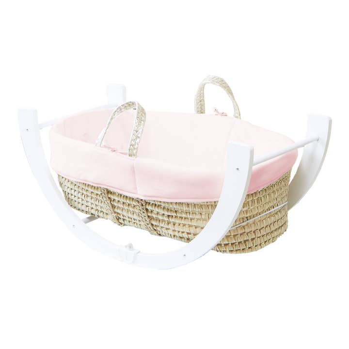 Premiers Moments - Paris - Wholesale Bassinet – Baby - Peony Basket in Palm Leaves and Organic Cotton