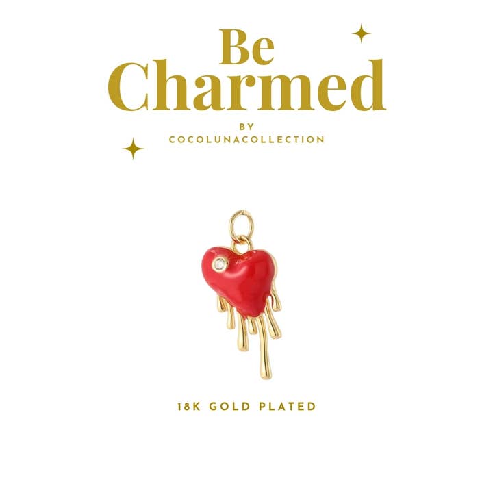 Dripping Red Heart Charm Bar Charm Necklaces & Bracelets for wholesale by Coco Luna Collection