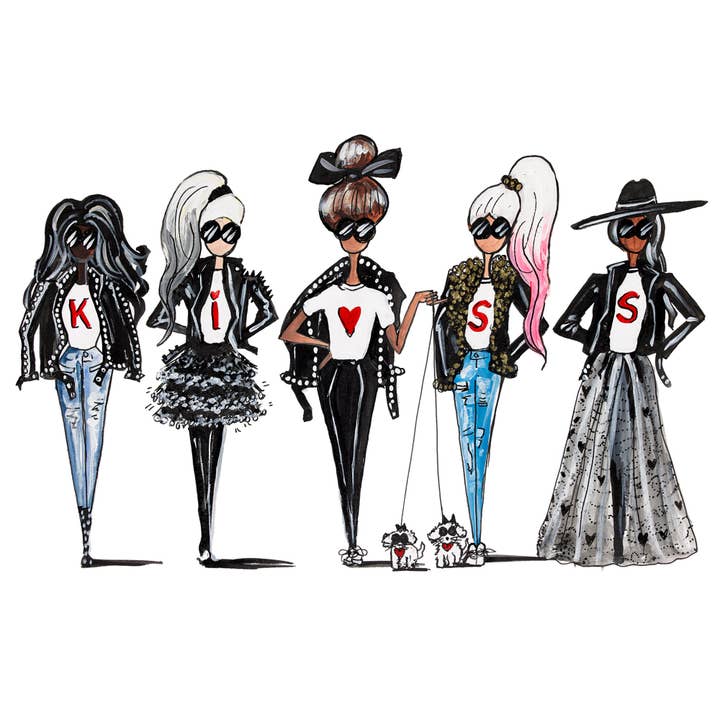 IMPRIMÉ DE POUPÉES POP KISS BABES pour la vente par Charlotte Posner