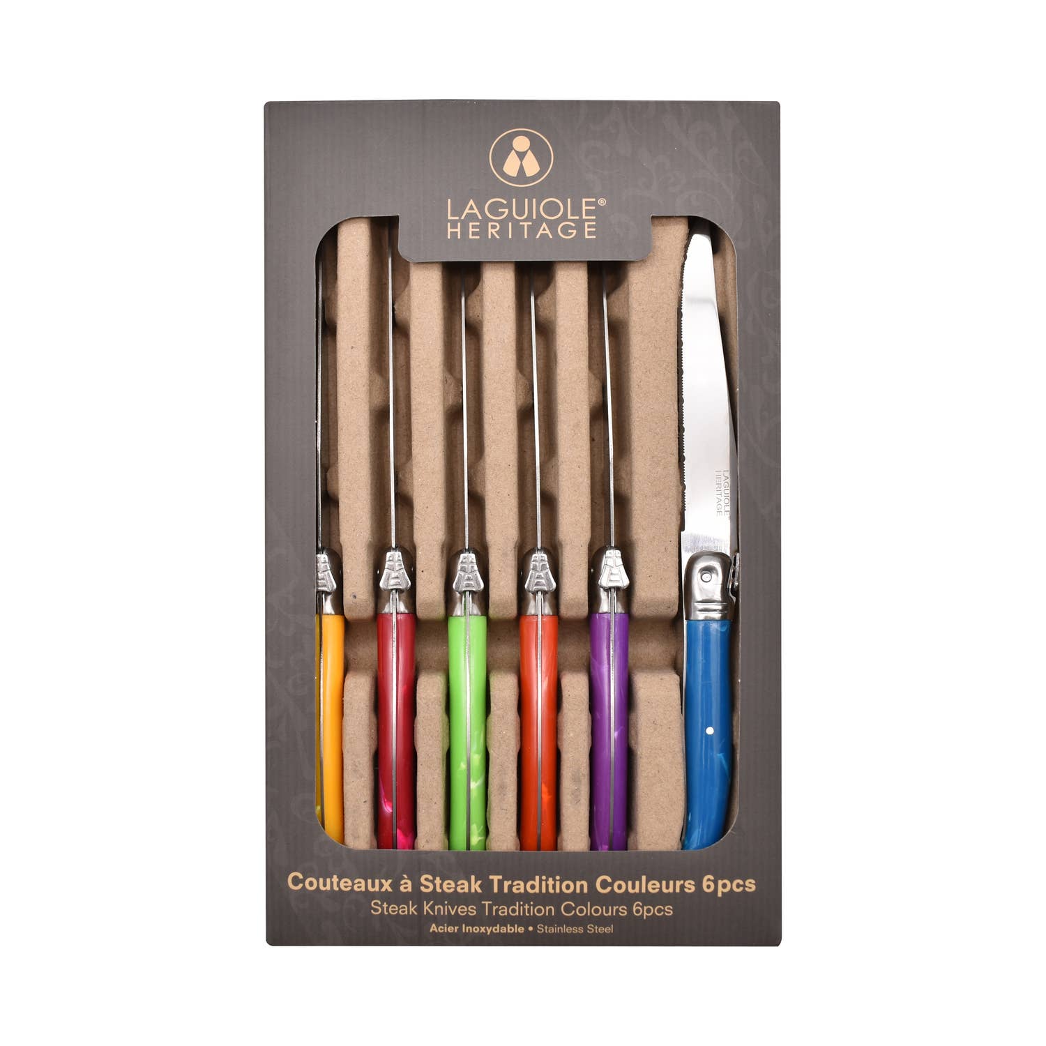 LAGUIOLE HERITAGE - Wholesale Knife Set - Tradition Color Steak Knives 6 pieces1