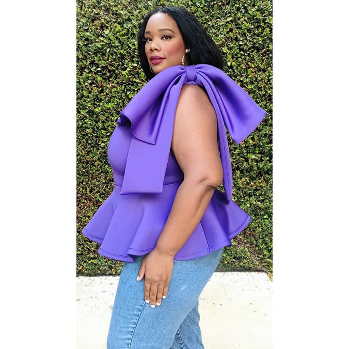 DORCAS - Wholesale Blouse - Women's - Plus Size One Shoulder Bow Top1