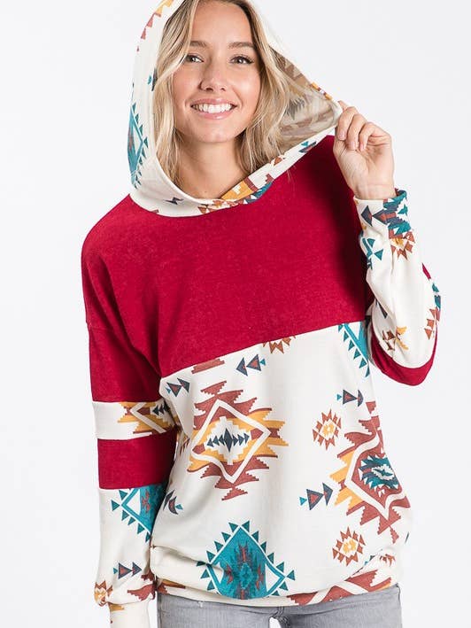 SWEAT À CAPUCHE T8095 AVEC IMPRIMÉ SOUTHWEST pour la vente par lovely melody