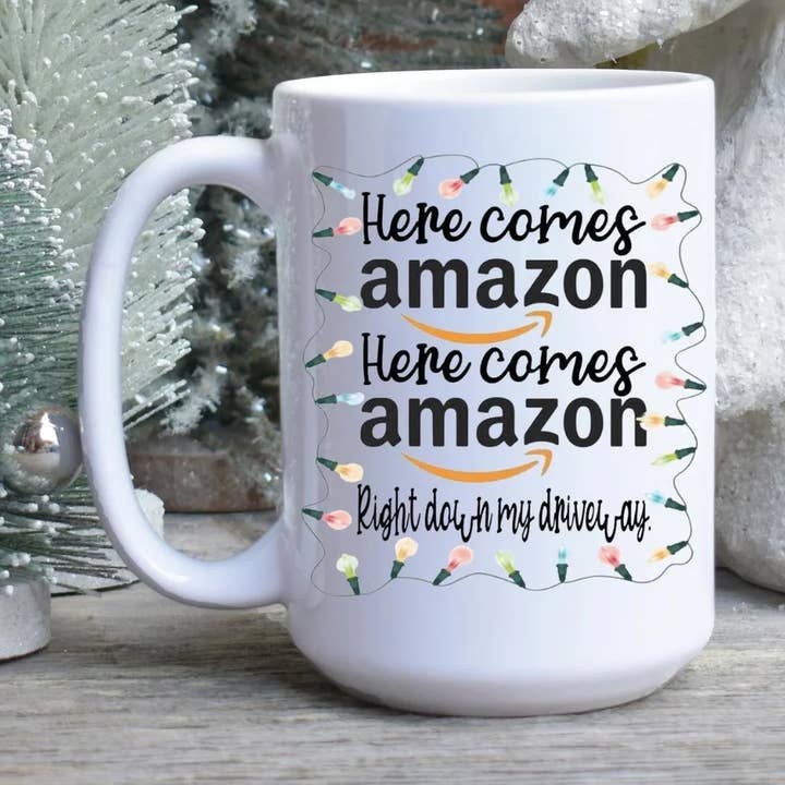 K.A Designs - Vente Tasse à café - tasse à café Here Comes Amazon0