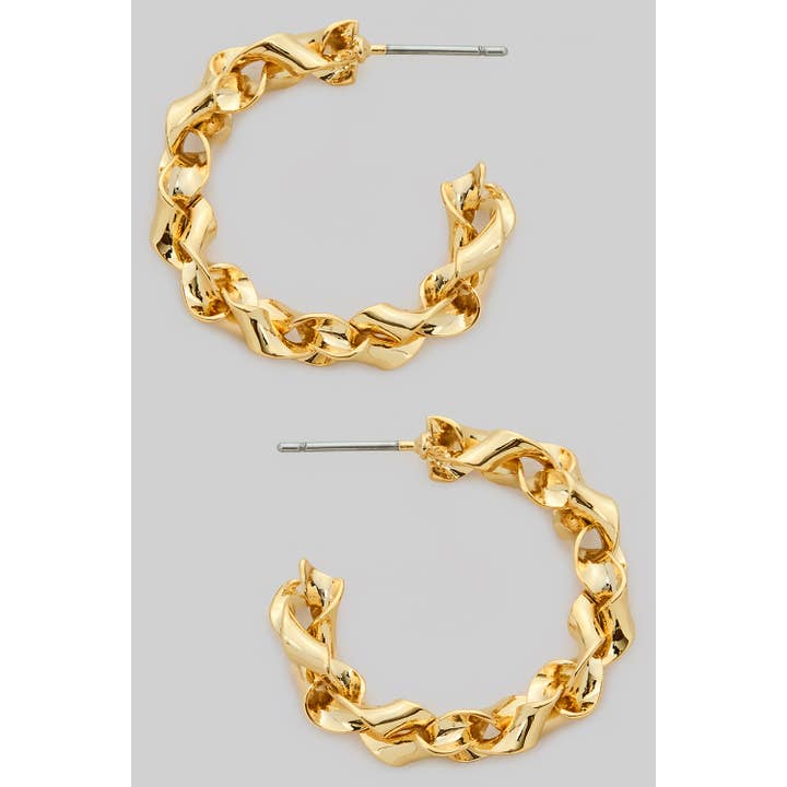 Girly - Wholesale Hoop Earrings - BRAIDED OPEN HOOP EARRINGS