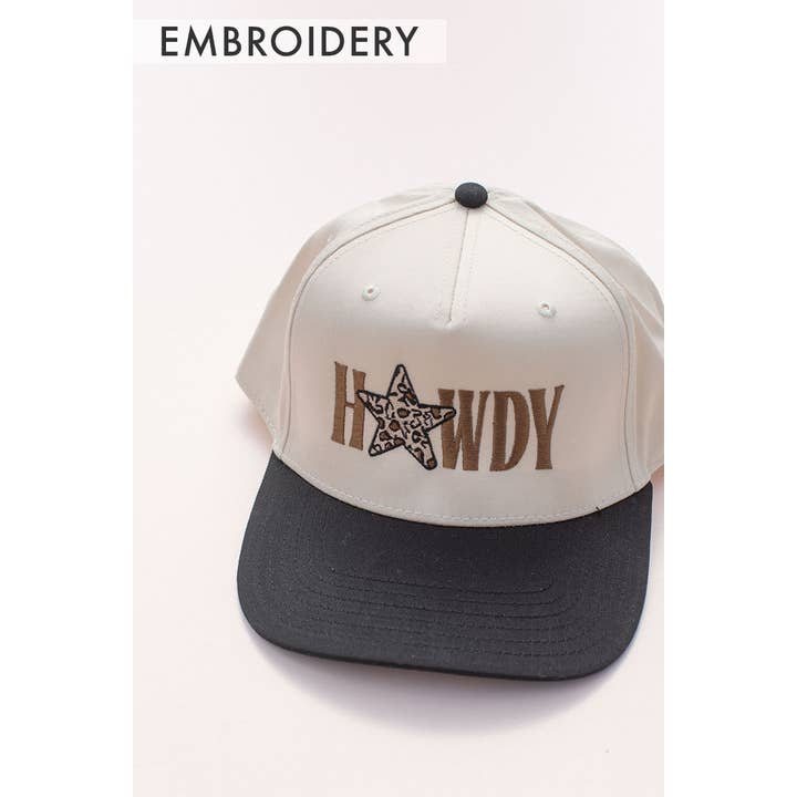 Black Tan Embroidery Western Howdy Trucker Hat for wholesale on Faire