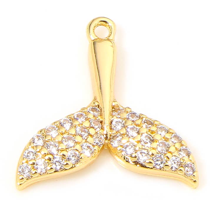 Micro Pave Whale Tail Charm/Pendant for wholesale by LolaClaire Jewelry