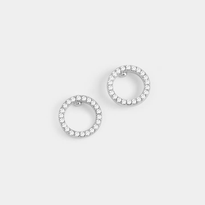 Bejeweled Ring Stud Earring - Silver - Valentine's Day for wholesale by Whispers