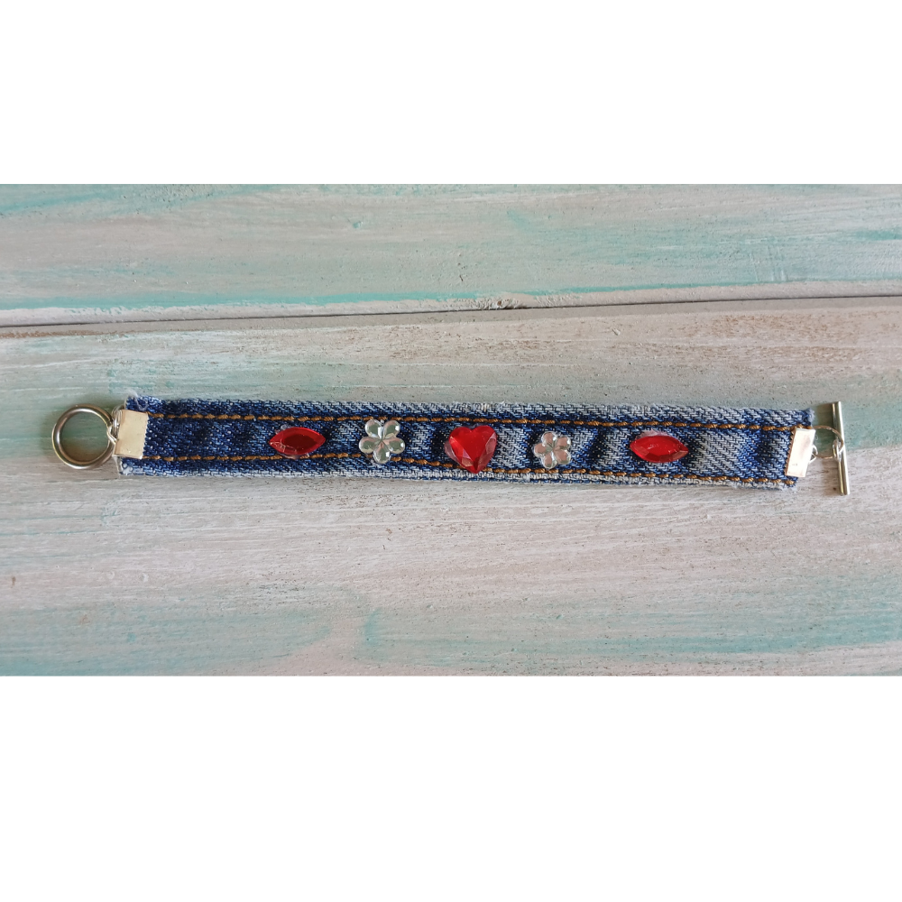 BELLA STORIA CREAZIONE - Wholesale Beaded Bracelet - Kids - 5 children's denim bracelets adorned with rhinestones7