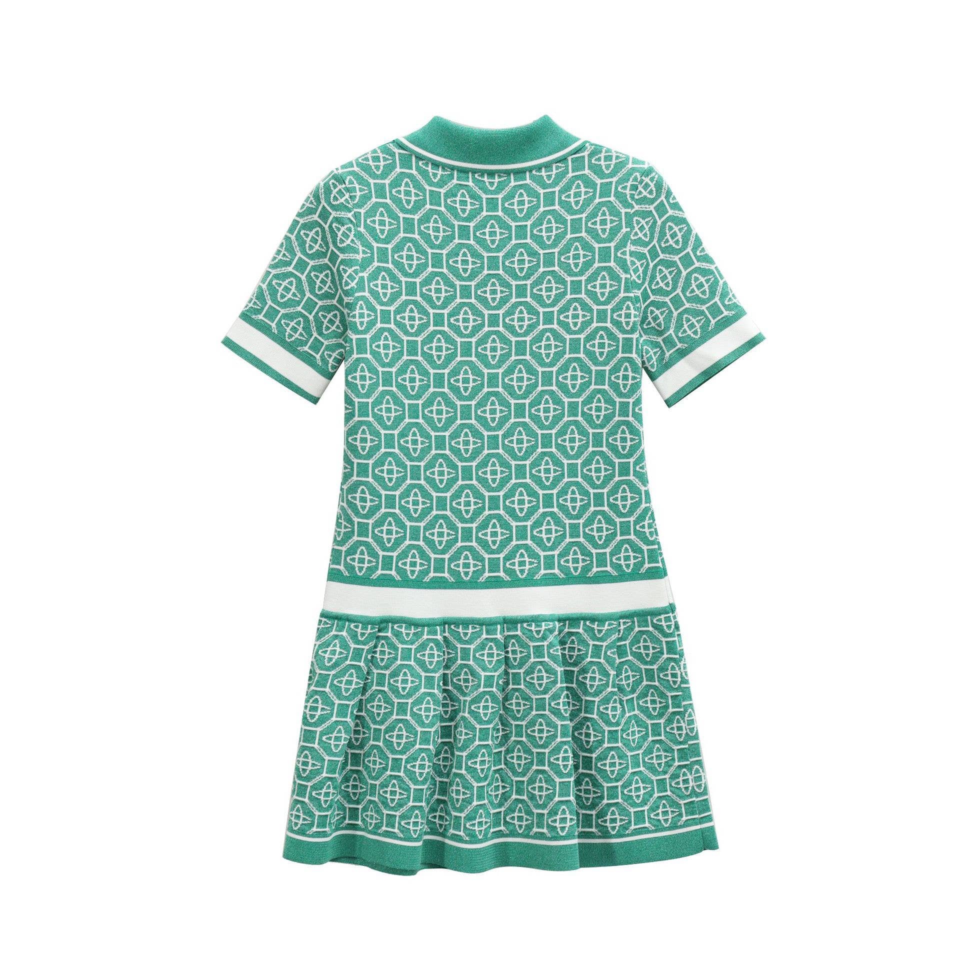 Verde Abito in Maglia 19Y con Bottoni di Perla e Finto Colletto Polo a V in vendita all'ingrosso su Faire6