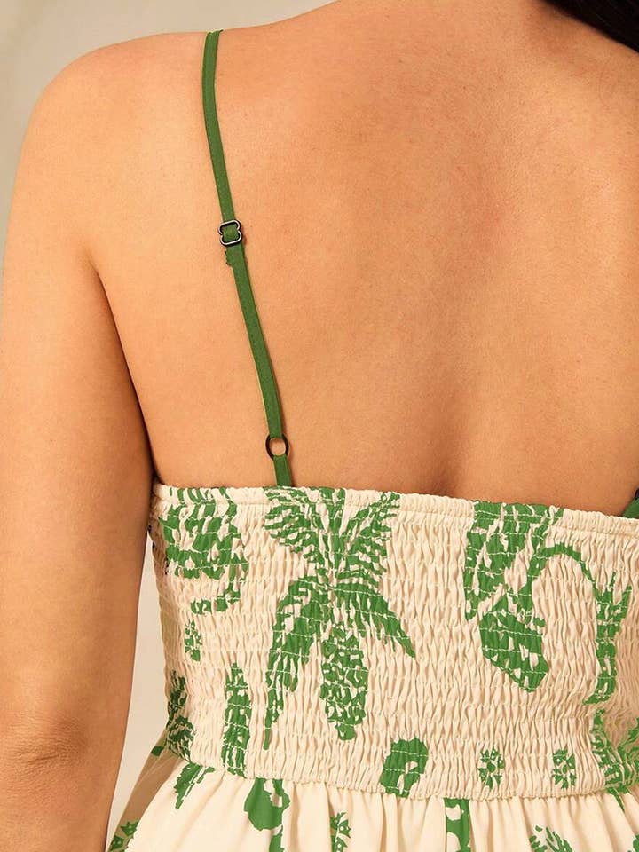 GREEN Tropical Print Maxi Dress with Spaghetti Straps for wholesale on Faire4