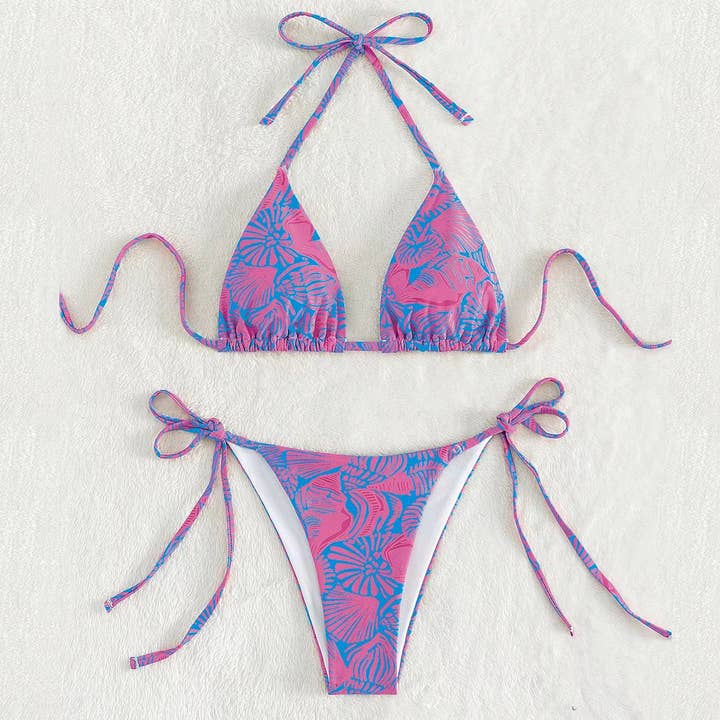 Sweetkama - Wholesale Two Piece Swimsuit - Women's - 2 Piece Flower Print Bikini Swimsuit