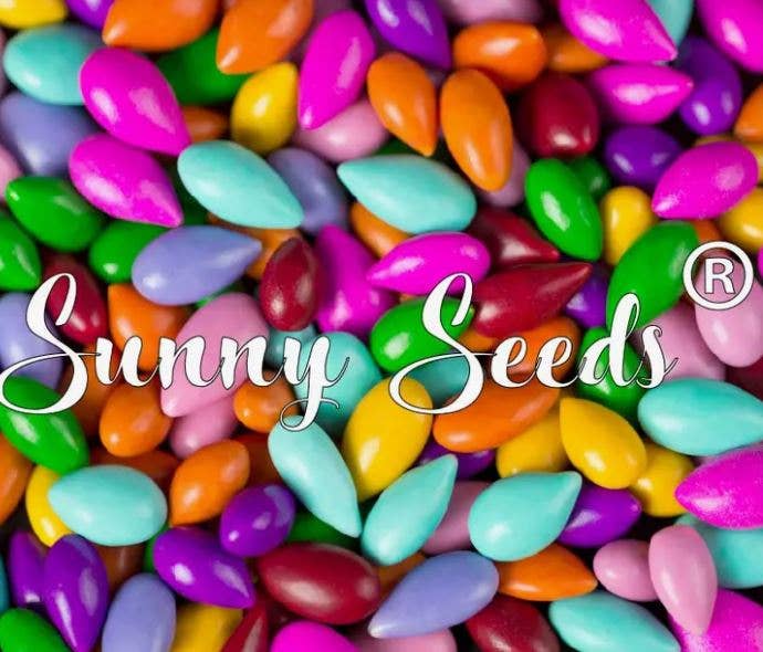 Sunflower Food Company - Wholesale Chocolate Covered Sweets - Rainbow colored Sunny Seeds in 3 oz tubes3