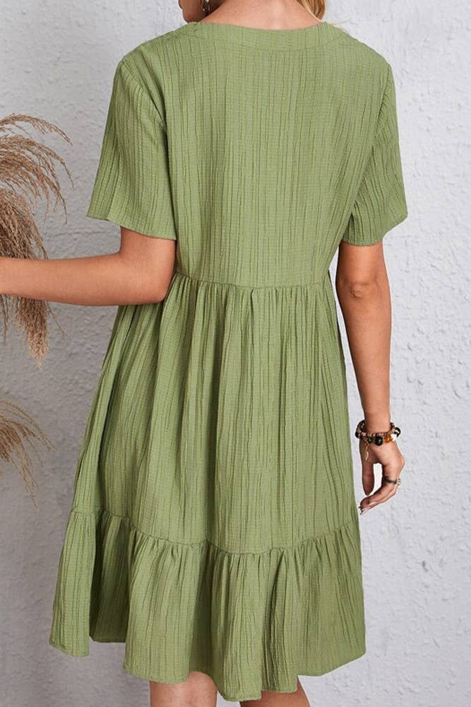 UNISHE - Wholesale Dress - Women's - Spring Summer V Neck Short Sleeves Splicing Dress ZK12544