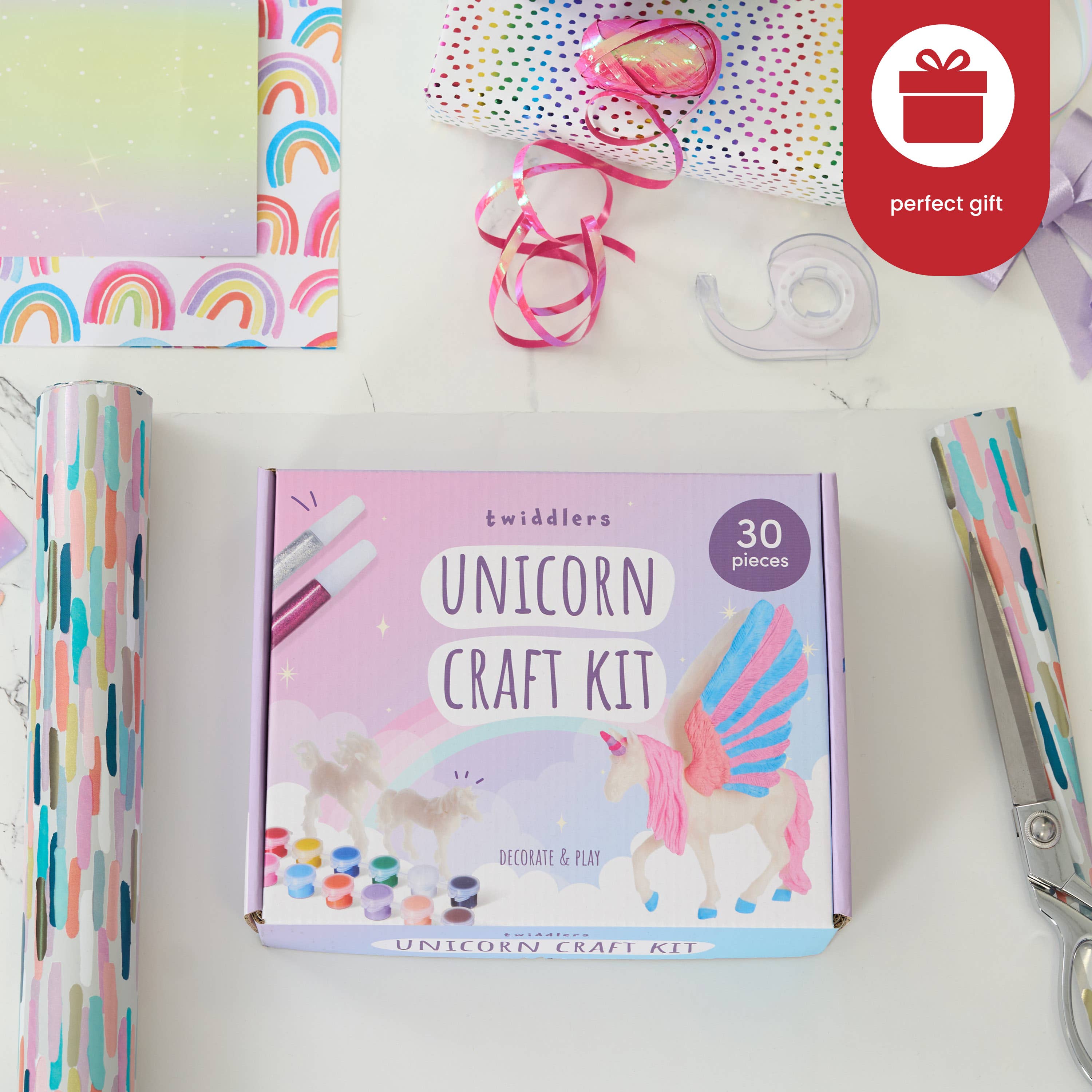 The Twiddlers – Kit de artesanato DIY - Criança por atacado – Kit de Pintura para Criar seu Próprio Unicórnio com Glitter Colorido e Adesivos4