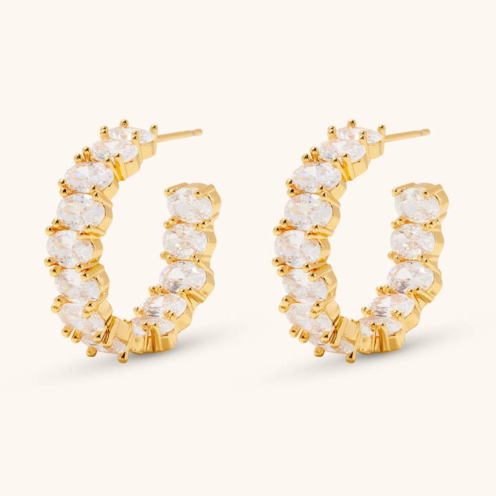Lola & Tae - Wholesale Hoop Earrings - Delaney 18K Gold Plated Cubic Zirconia Hoop Earrings