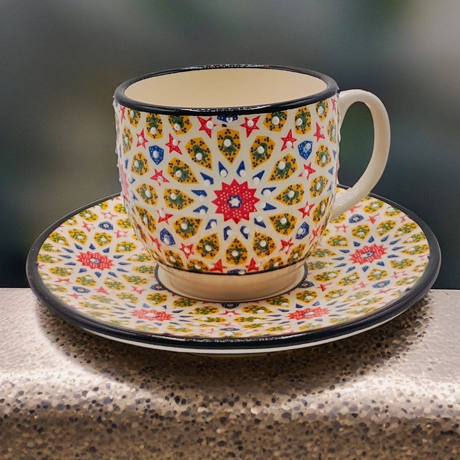 Etnico del Mondo - Wholesale Coffee/Tea Cup - Set of 6 Decorated Turkish Ceramic Coffee/Cappuccino Cups #10