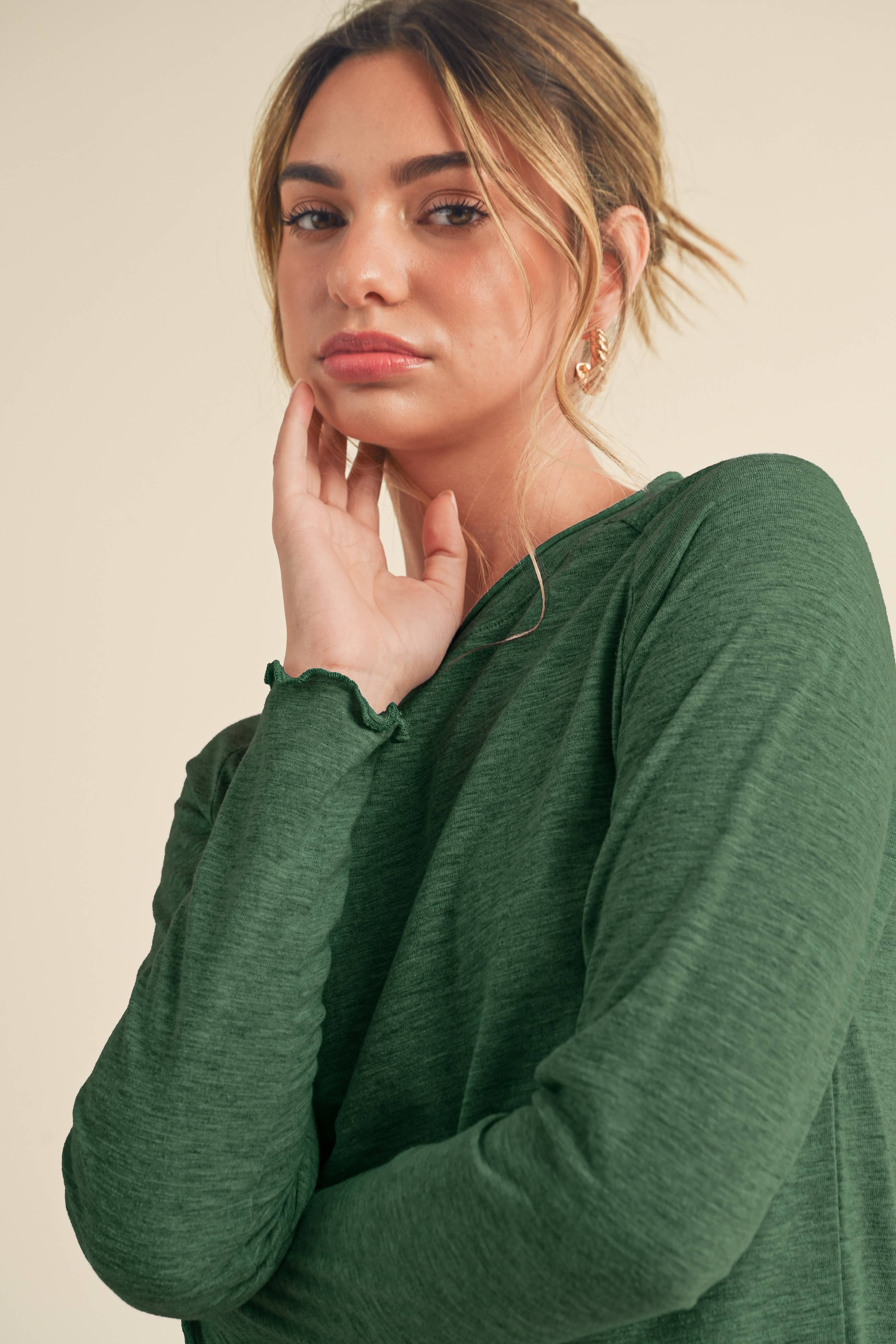 AEMI + CO - Wholesale Knit Top - Women's - 8288DN Gwen Baby Long Sleeve Top 542