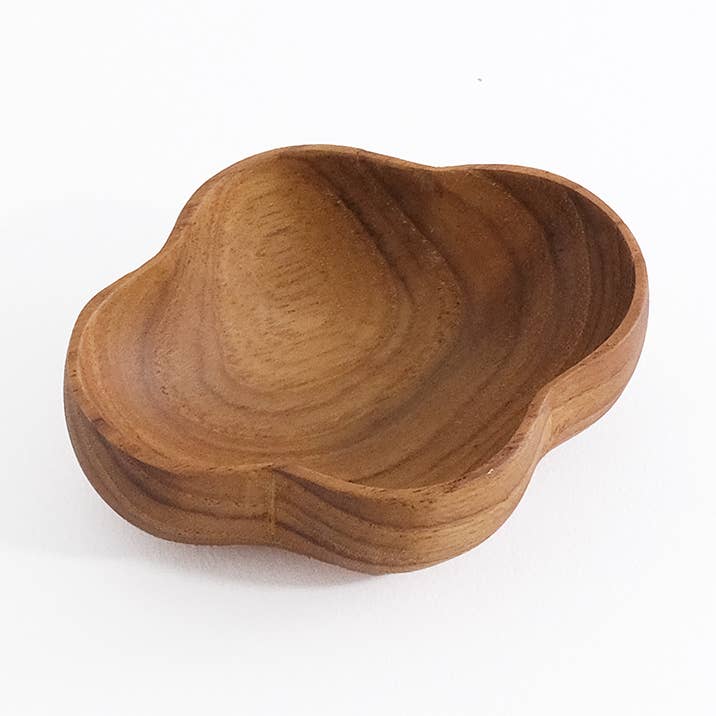 Flower-shaped bowl made of teakwood for wholesale by shesay