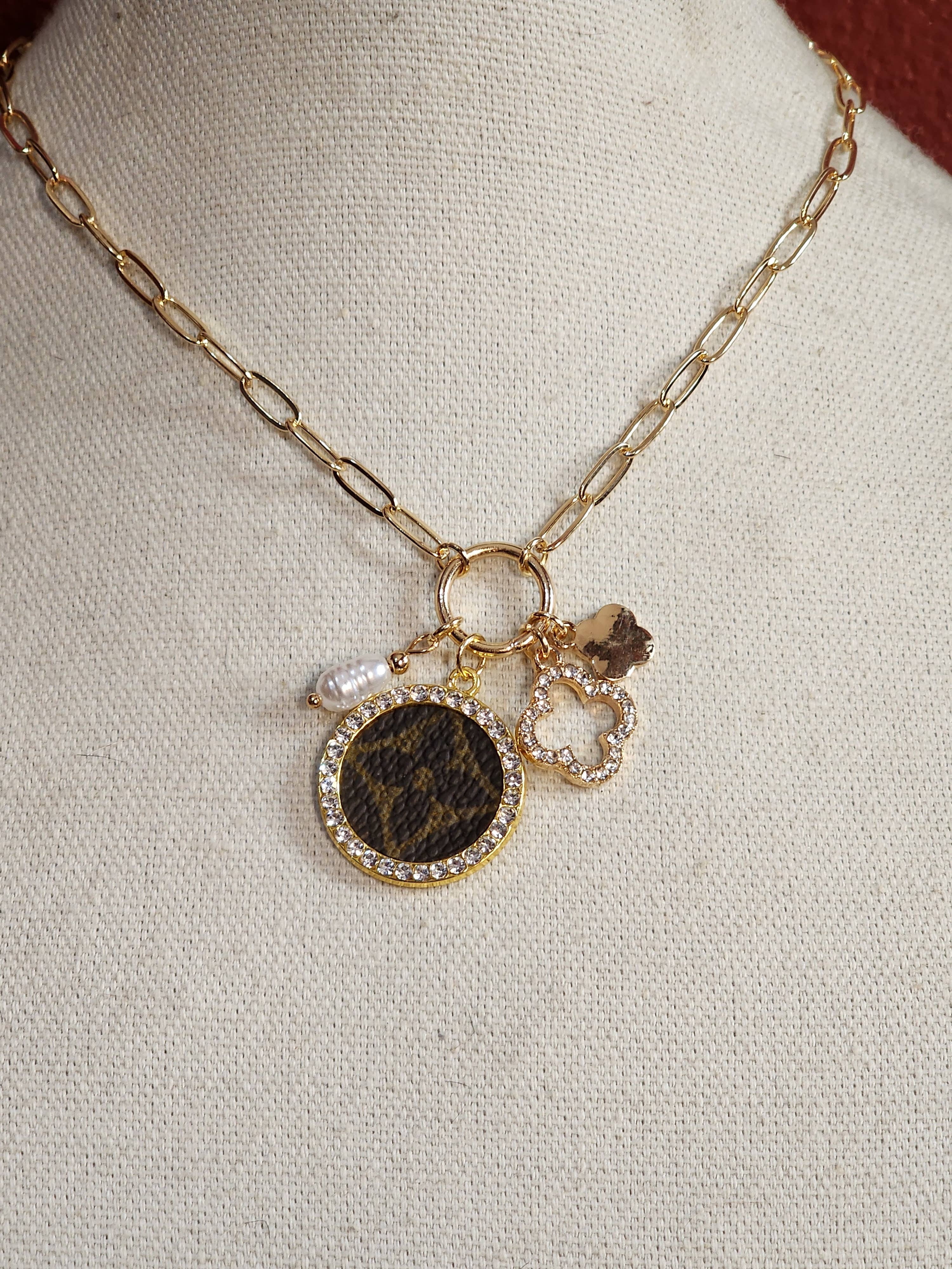Upcycled Always & Forever accessories - Wholesale Pendant/Charm Necklace - Upcycled LV mixed charm necklace 1