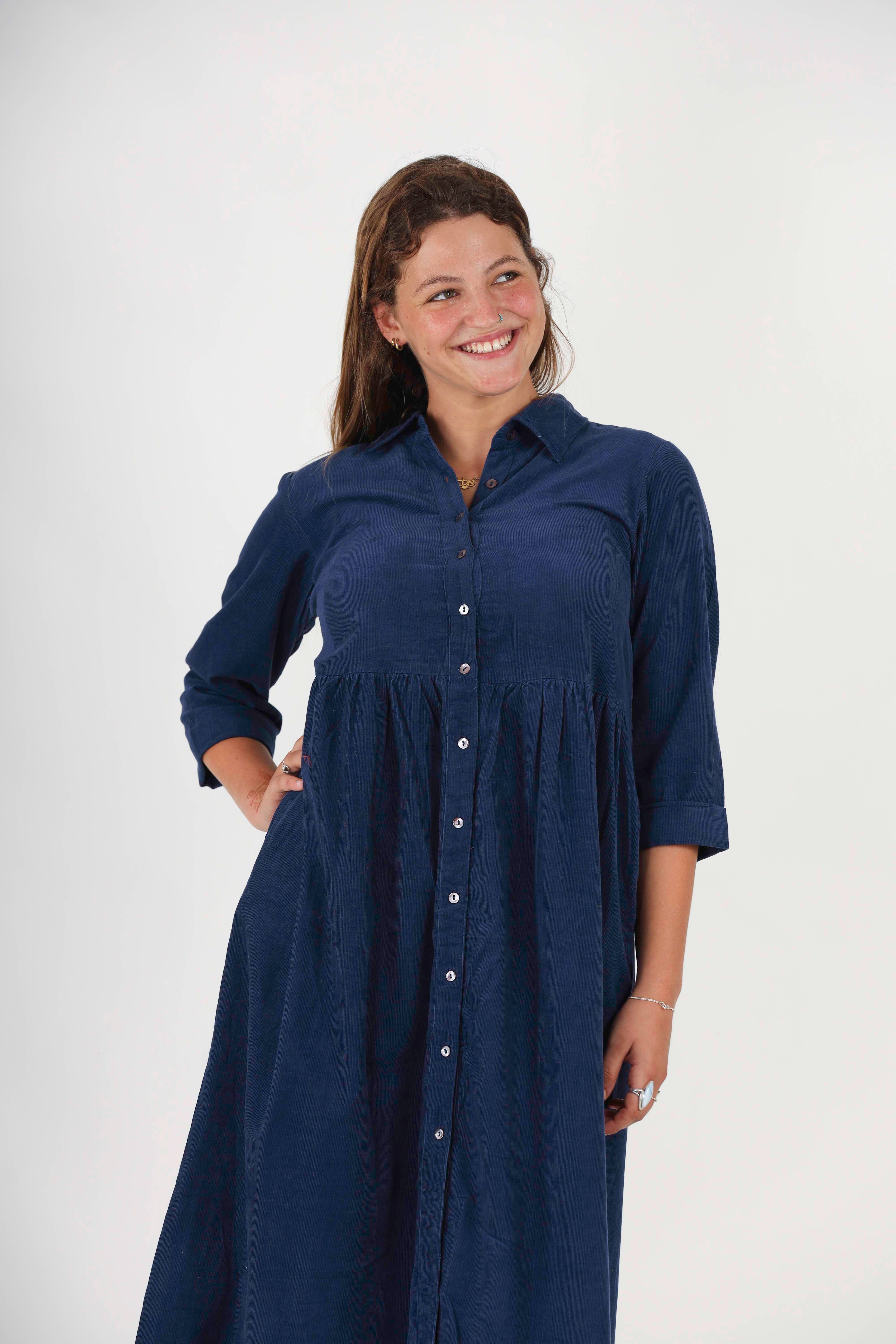 Humanity Centred Designs - Vendita all'ingrosso Vestito - Donna - Abito camicia invernale Daisy_ Organic Baby Corduory Winter7