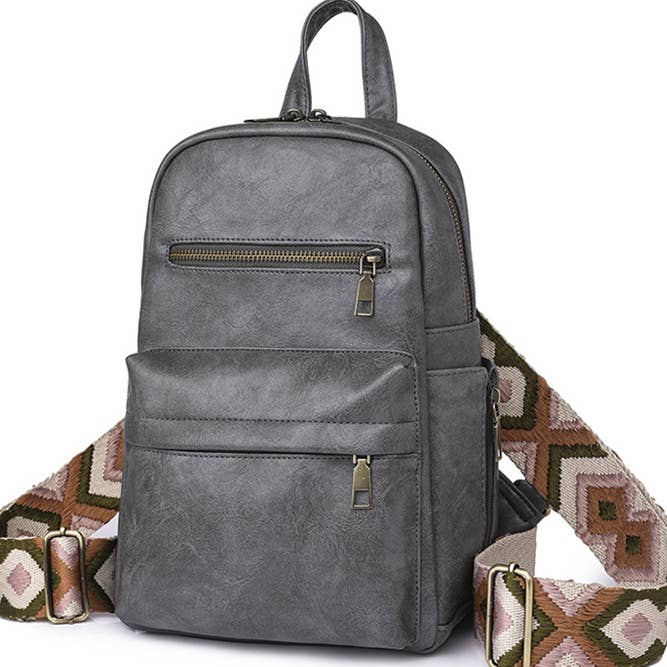 UNISHE - Wholesale Backpack - Women's - Aztec Strap Zipper PU Leather Backpack ZK17411