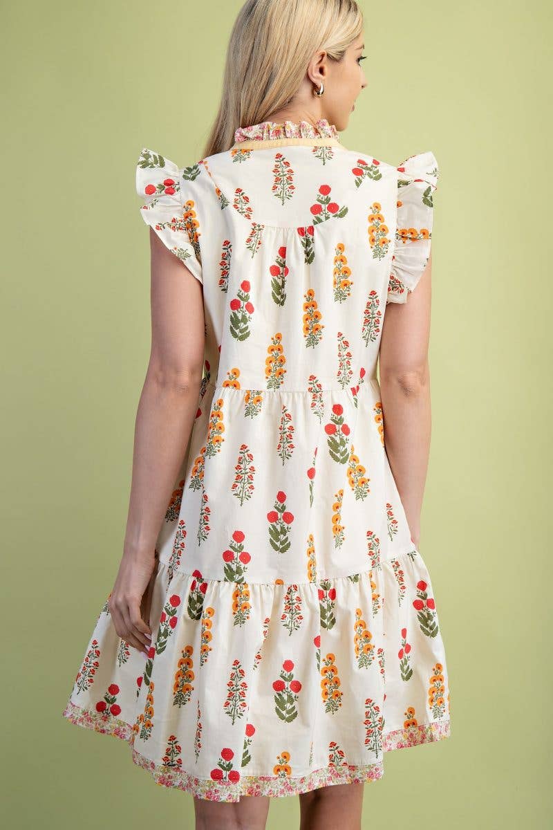 Vanilla Monkey - Wholesale Dress - Women's - Floral Ruffle Sleeve Mini Dress3