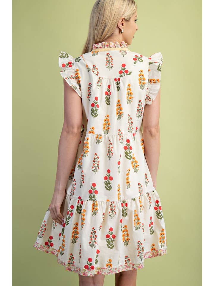 Vanilla Monkey - Wholesale Dress - Women's - Floral Ruffle Sleeve Mini Dress3