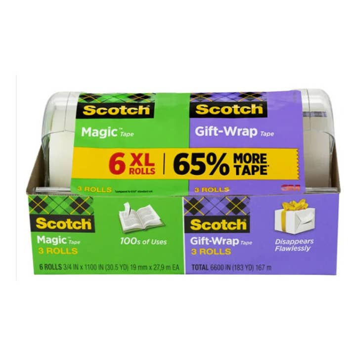 3M Scotch Magic Tape/Gift Wrap Tape,6600" Total.6-pack for wholesale by Deluxe Import Trading