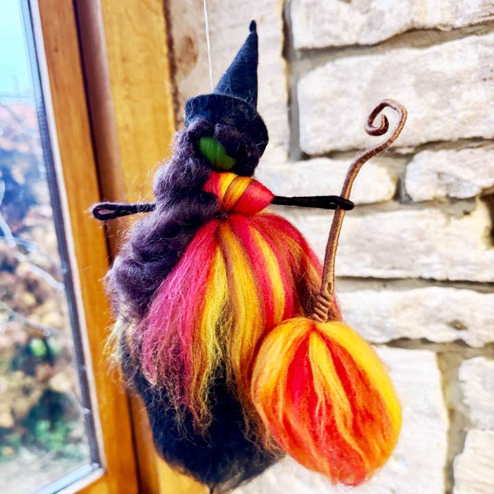 Elf Kendal Hippies - Wholesale Ornament - felted witch green skin edition handmade by Lito here in UK4
