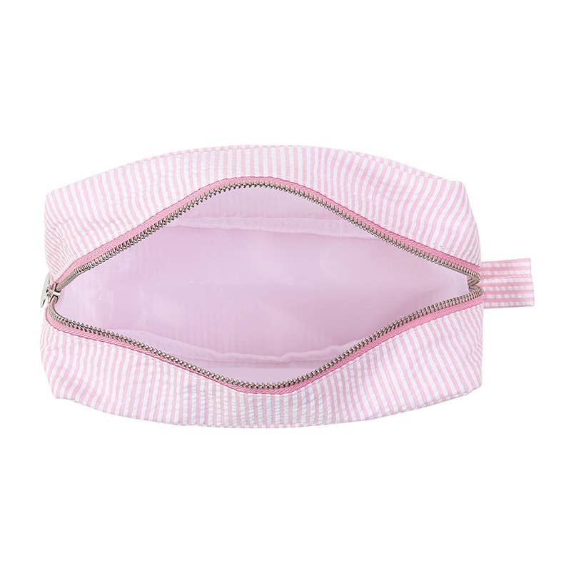 Auraquise - Wholesale Makeup/Cosmetic Bag - Seersucker Striped Makeup Pouch Travel Toiletry Bag10
