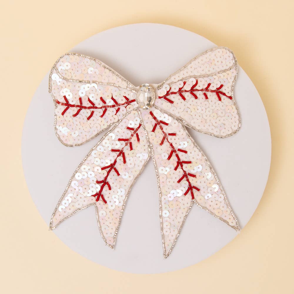 SP Sophia Collection - Wholesale Hair Clip - Women's - Sequins Baseball Theme Bow Ribbon Hair Clip0