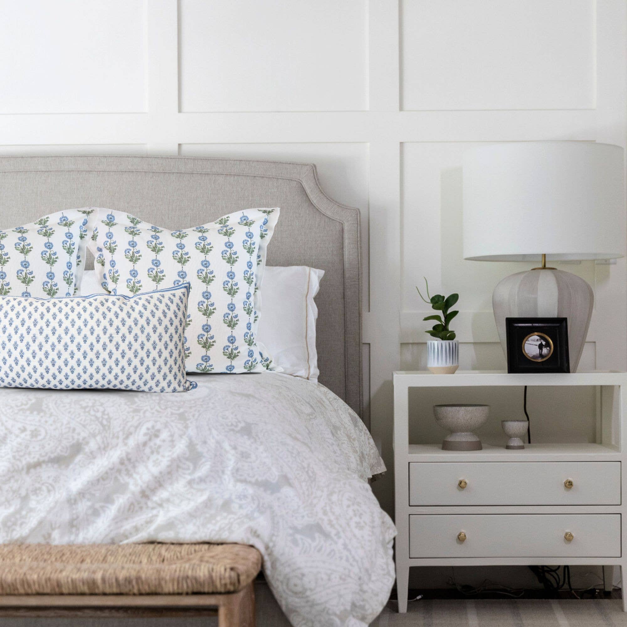 Tajik  Home  LLC - Wholesale Throw Pillow Cover - Amalthea Blue Linen Block Print Square Pillow Cover3