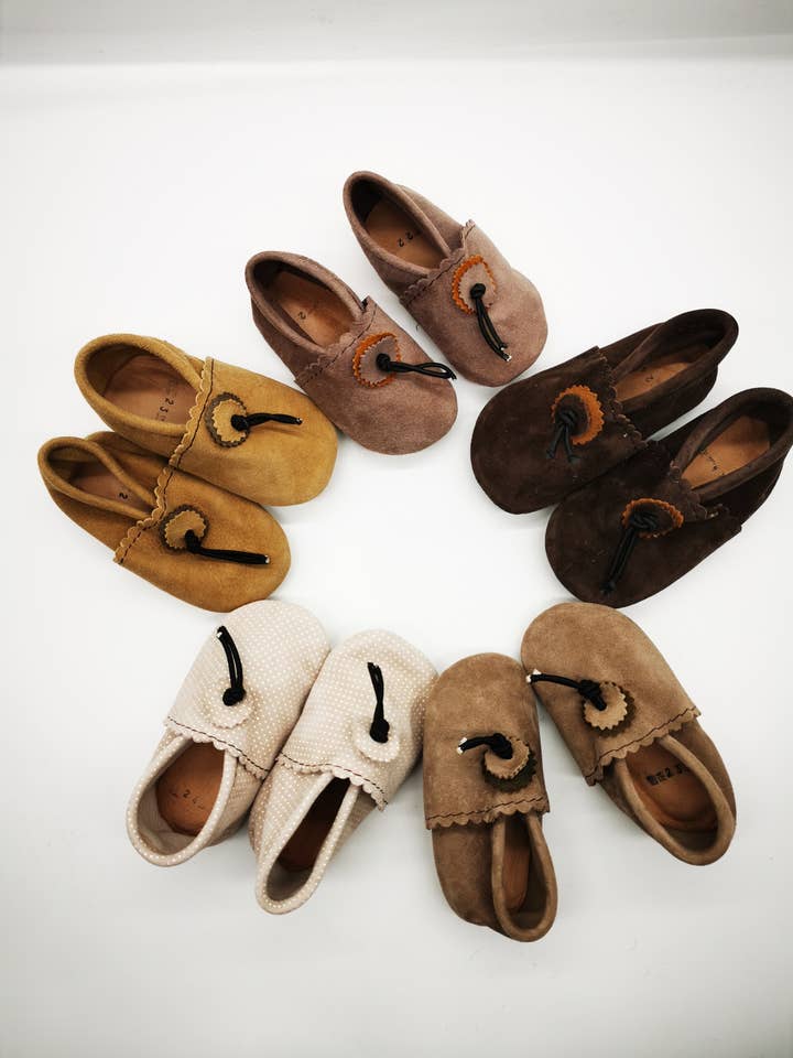 Håndlavede baby-krabbesko i læder Bløde polstringer for engroshandel hos Hiya