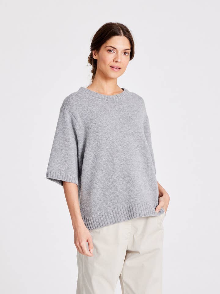 Tulle Lambswool Jumper GOTS 243975 - Grey Melange for wholesale by gai-lisva