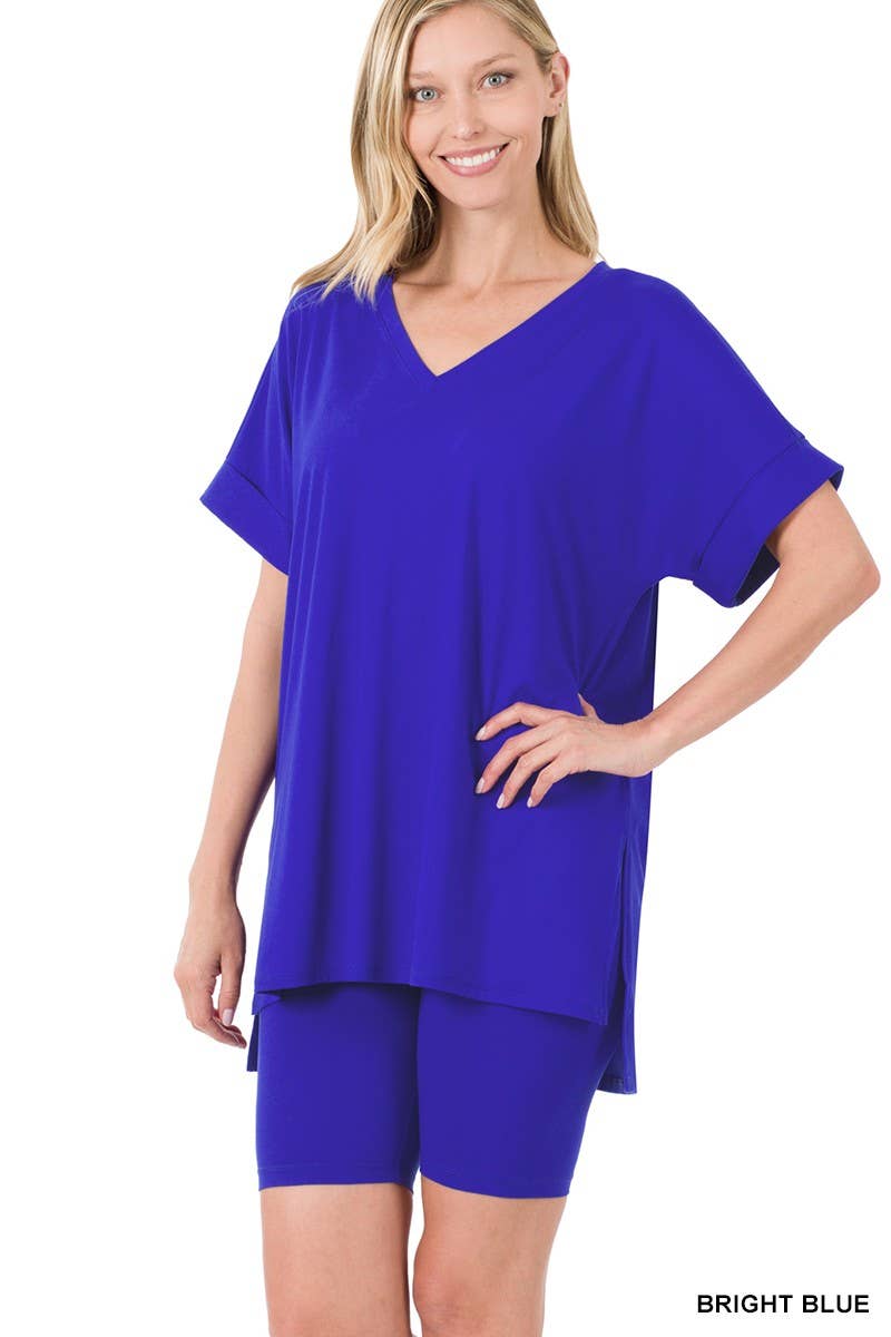 Vanilla Monkey – wholesale Top & short set (NOT loungewear) – Women’s – Brushed Dty Microfiber V-neck Top And Biker Shorts25