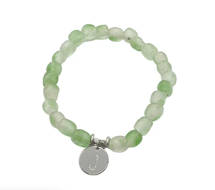 Green Swirl Glass Charm Bracelet