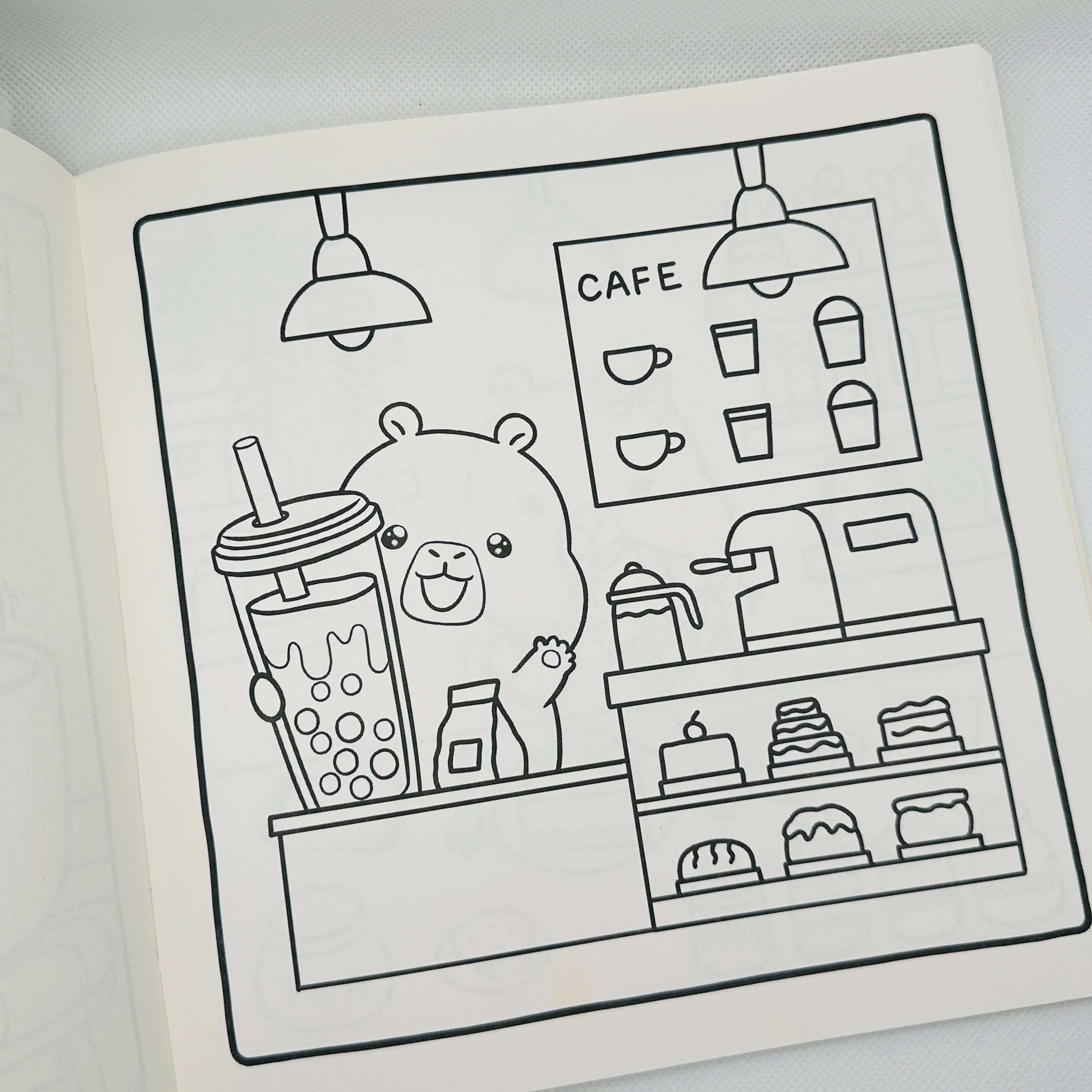 CapyFun - Wholesale Coloring & Activity Book - Adult - Signed Edition CAPYBARA BUBBLE TEA coloring book1