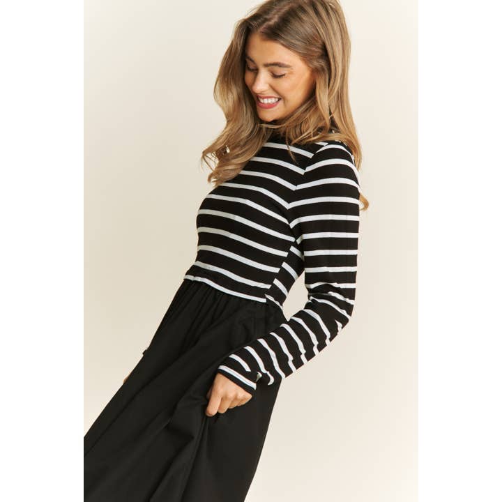 Sweet Generis - Wholesale Dress - Women's - COTTON MAXI DRESS WITH KNIT STRIPE TOP WITH LONG SLEEVES9