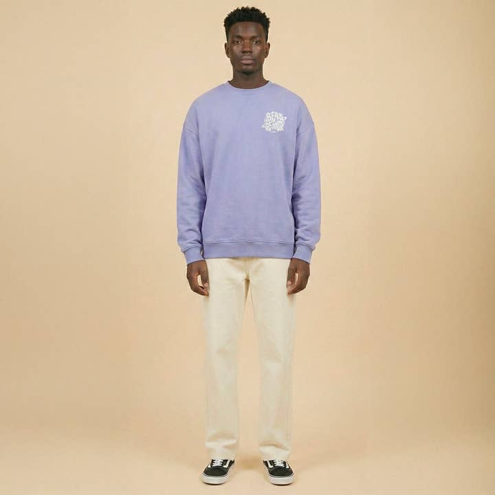 Purple crew neck sweater for wholesale by Beausejour France