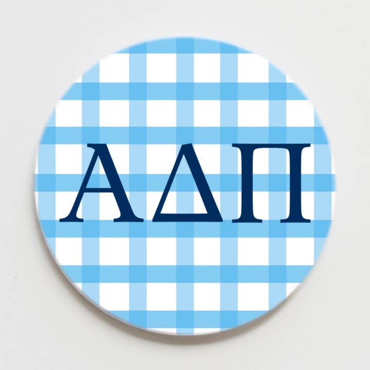 Good Vibez Collegiate - Wholesale Lapel Pin/Button - Alpha Delta Pi Gingham Greek  Button - 3.00 inch0