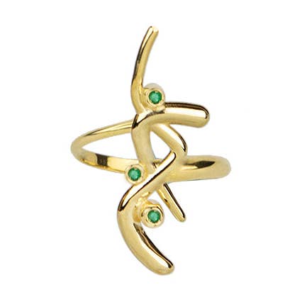 Euphoria Ring - Gold, Emerald for wholesale by Eleni Orfanou