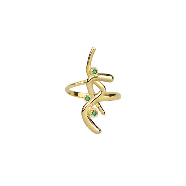 Euphoria Ring - Gold, Emerald for wholesale by Eleni Orfanou