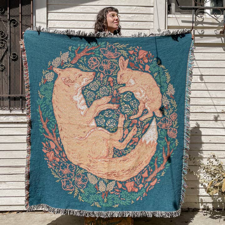 Mustard Beetle - Wholesale Throw Blanket - Woven Blanket Tapestry: Fox & Hare5