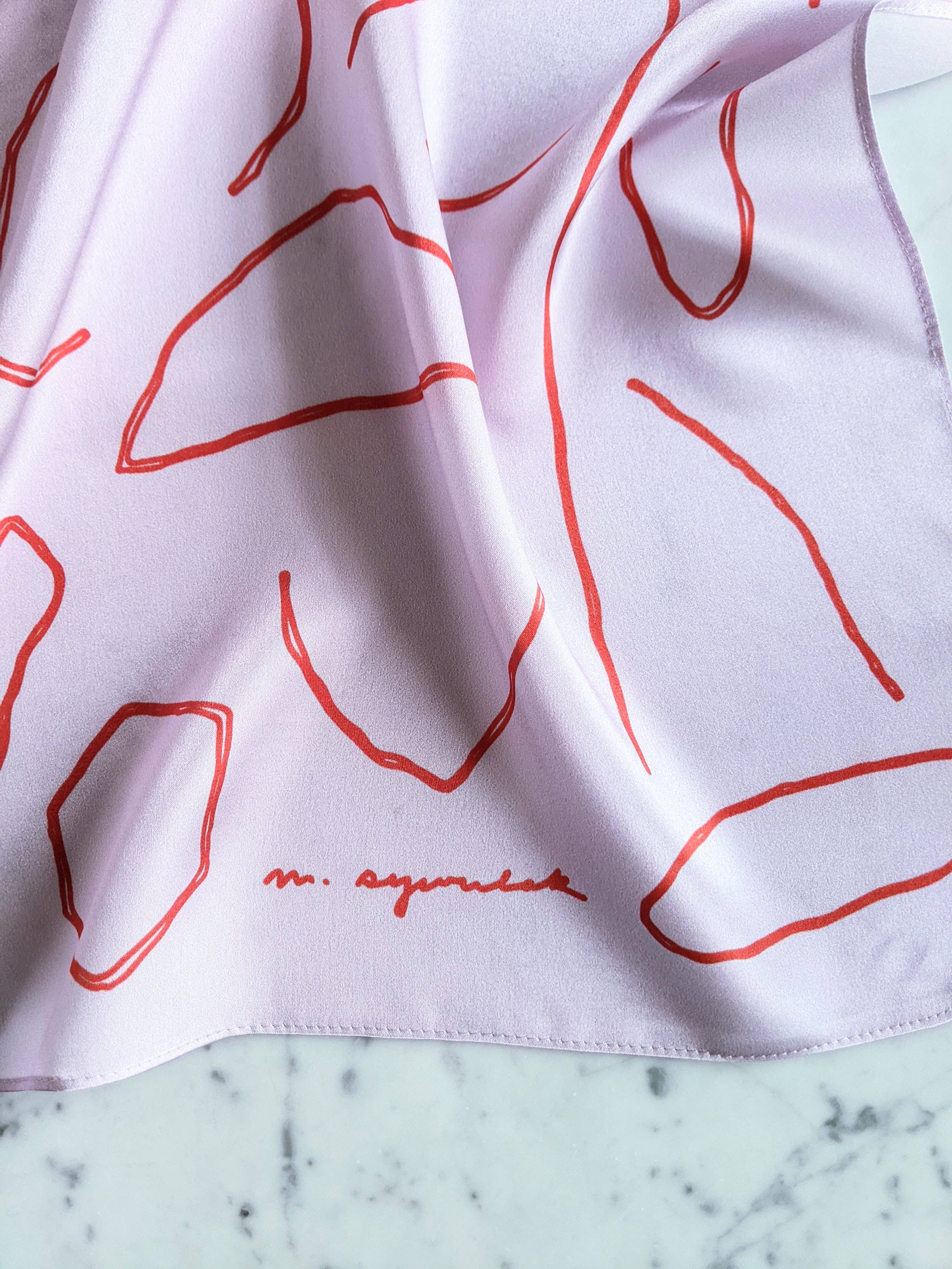 Madeleine Sywulak US - Wholesale Scarf - Women's - 100% Silk Scarf - Lavender & Poppy6