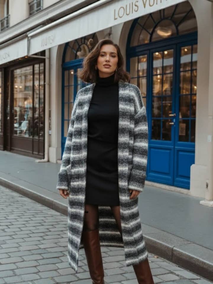 Horizontal Striped Long Sweater for wholesale by SAACHI