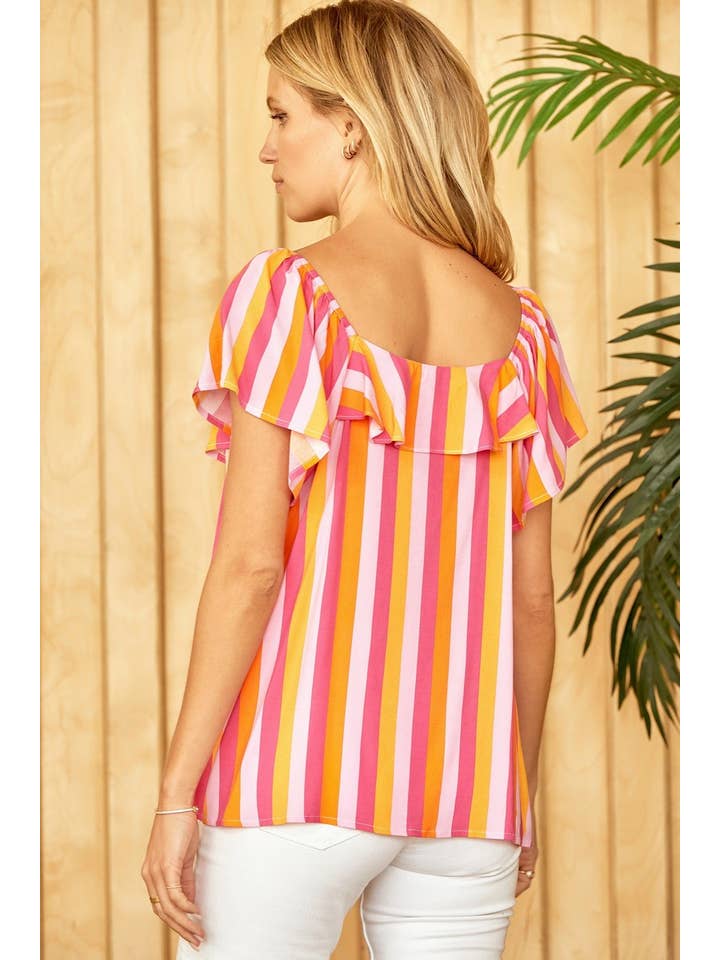 ROSA MULTI Fyrkantig urringning Print Top T11865 för wholesale på Faire