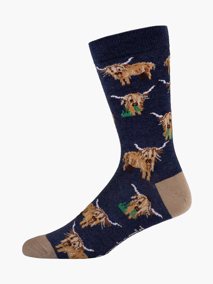 MENS HYLANDER COW BAMBOO SOCK for wholesale by Bamboozld