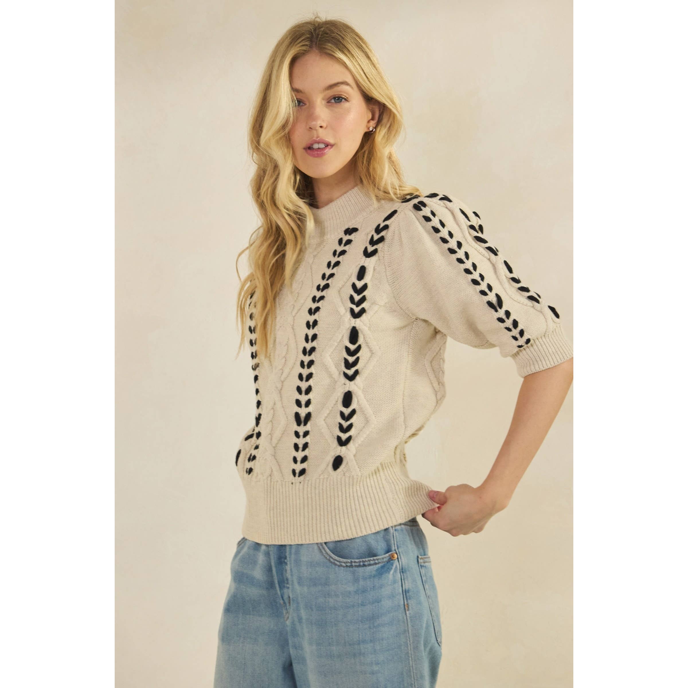 FLØDE Harper Strikket Sweater med Struktur for engroshandel på Faire6